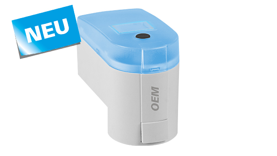 Produktbild des Motoric Valve Drive mit blauem Gehäuse