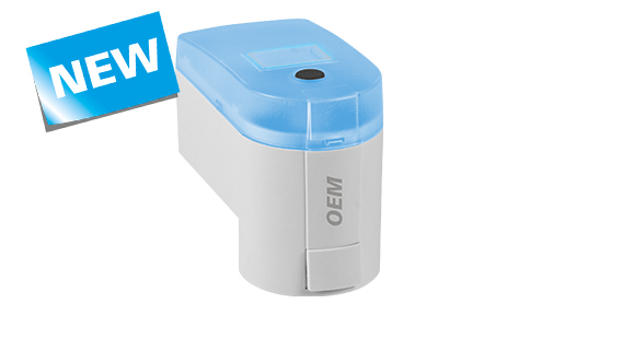 Produktbild des Motoric Valve Drive mit blauem Gehäuse